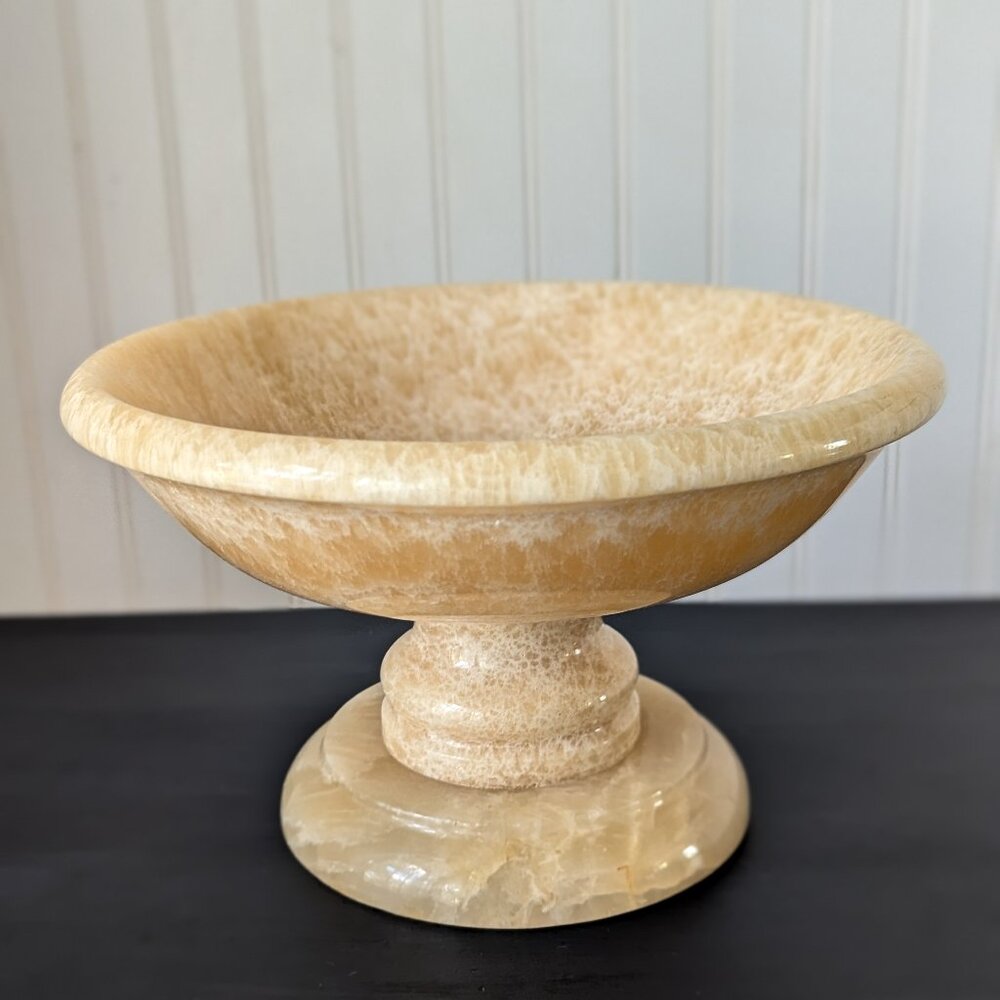 Late 20th Century Hand Crafted Marble Compote Fruit Bowl centerpiece